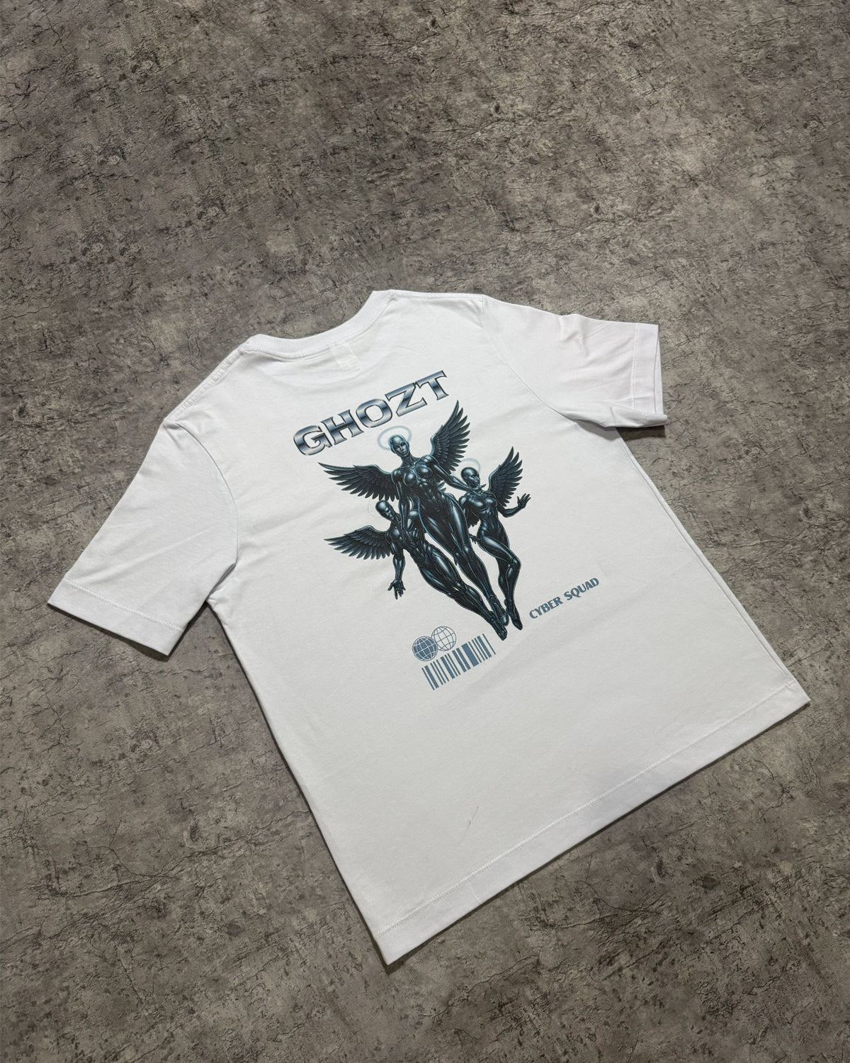 Cyber Squad Tee – White Essential - Ghozt Stamped