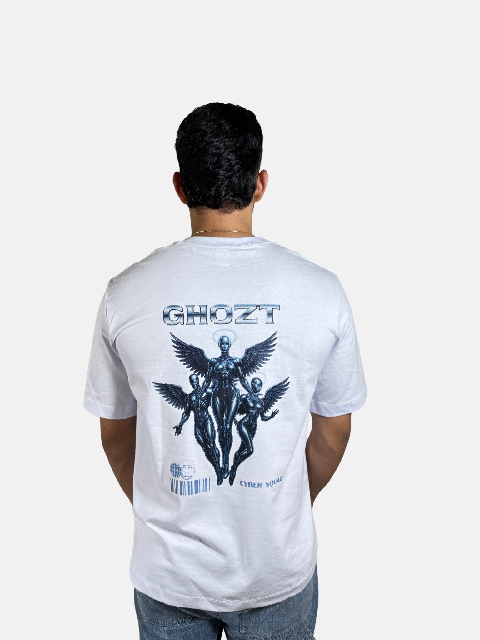 Cyber Squad Tee – White Essential - Ghozt Stamped