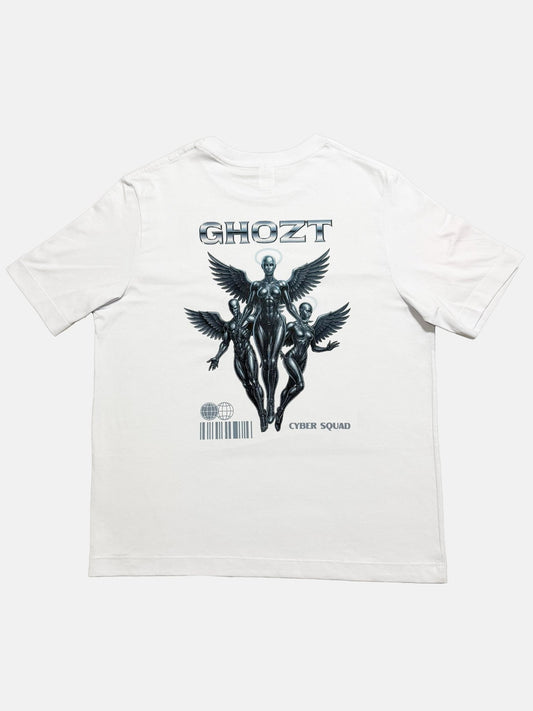 Cyber Squad Tee – White Essential - Ghozt Stamped